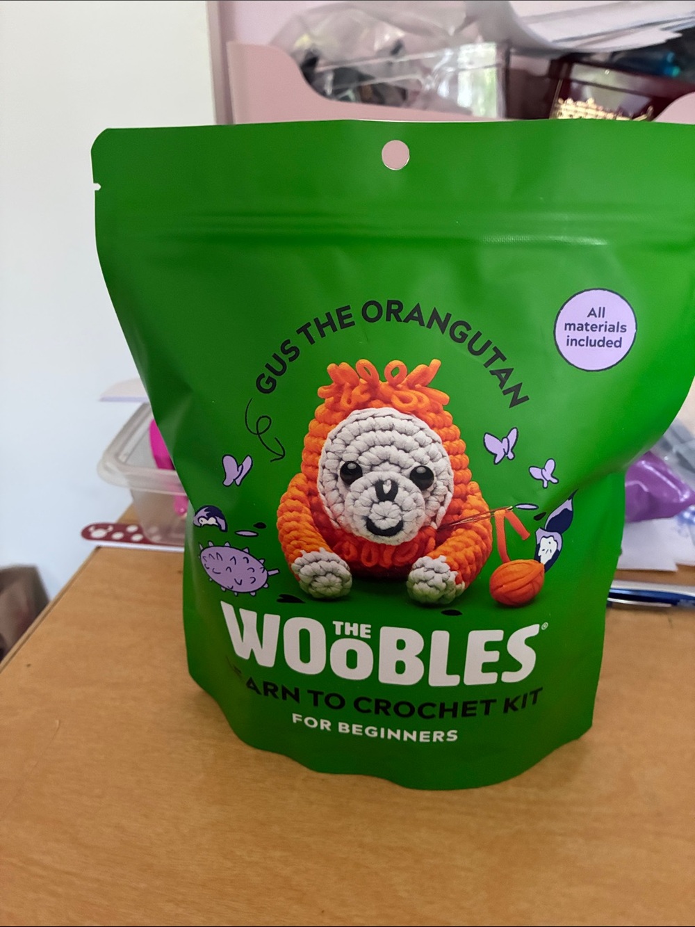 The Woobles Gus the Orangutan Crochet Kit a mystery kit